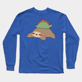 Sloth and Little Stegosaurus Long Sleeve T-Shirt